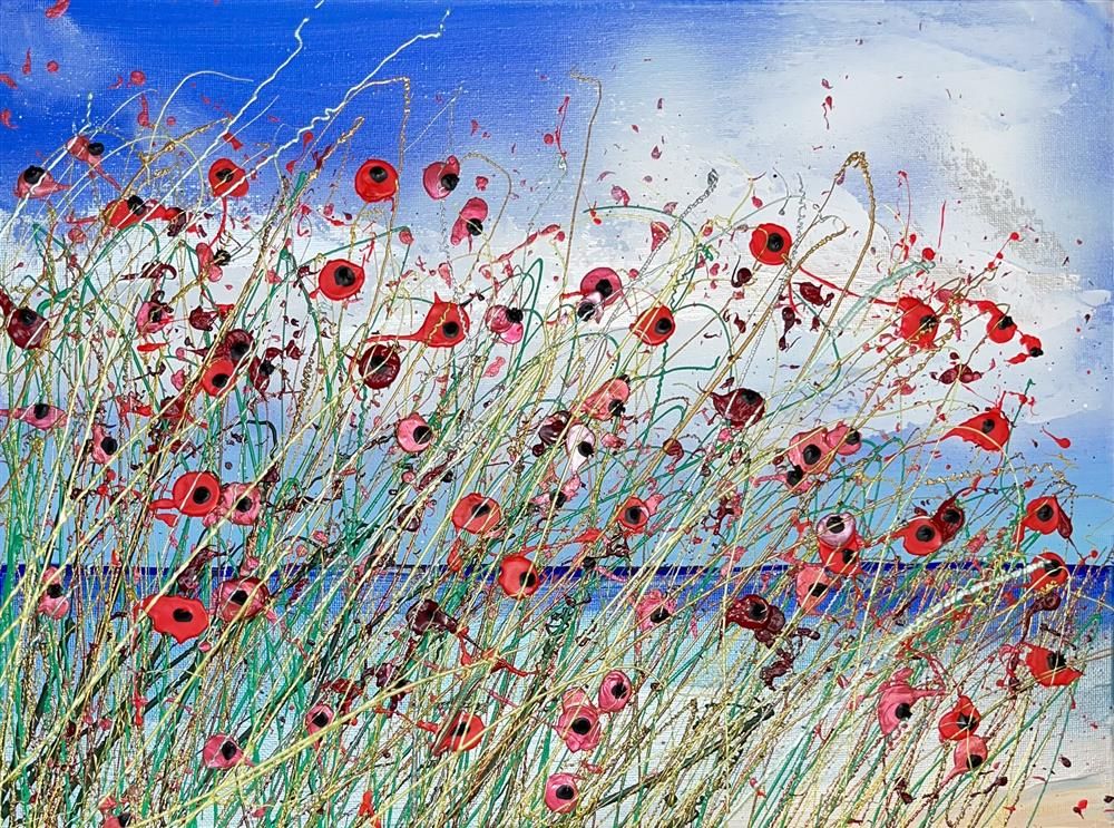 Lisa Pang- 'Coastal Walk Poppies II' - Framed Original Artwork