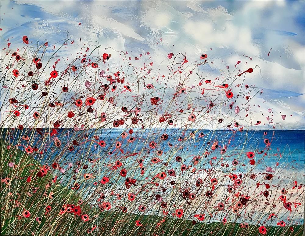 Lisa Pang- 'Wild Poppies' - Framed Original Artwork
