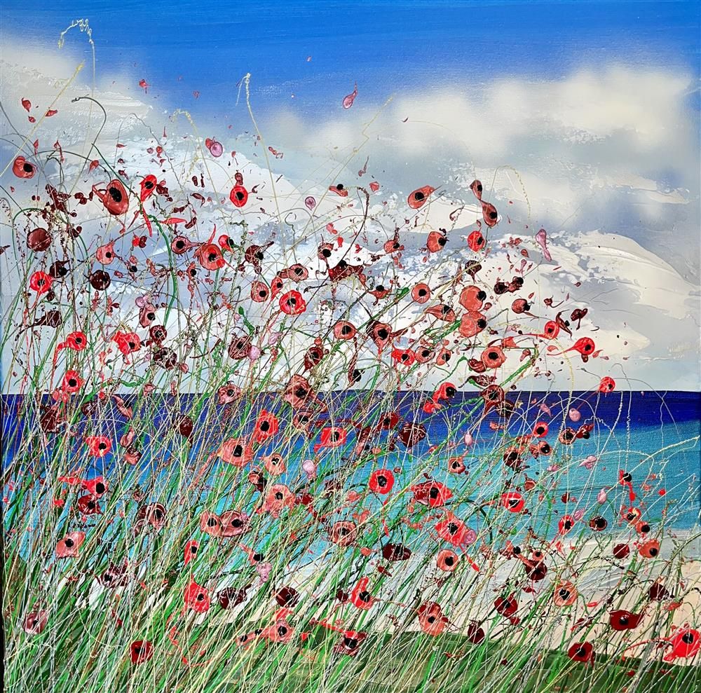 Lisa Pang - 'The Poppies On The Hill' - Framed Original Artwork