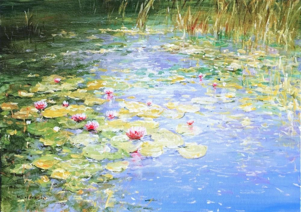 Mariusz Kaldowski - 'Shimmering Pond' - Framed Original Art