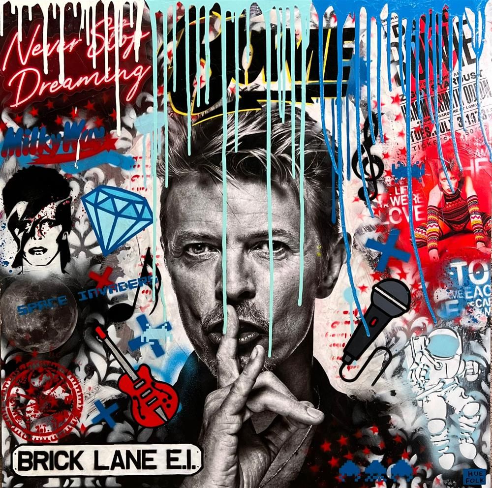Hue Folk - 'Bowie On Brick Lane' - Framed Original Art