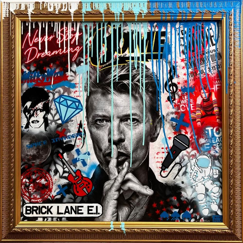 Hue Folk - 'Bowie On Brick Lane' - Framed Original Art