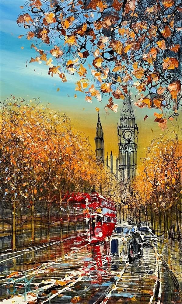 Nigel Cooke - 'Westminster At Sunset'  - Framed Original Artwork