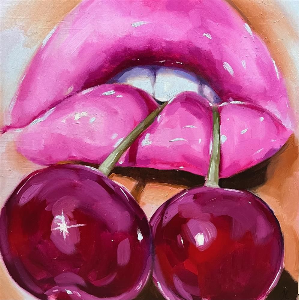 Joss Clapson - 'Cherry Lipstick' - Framed Original Art
