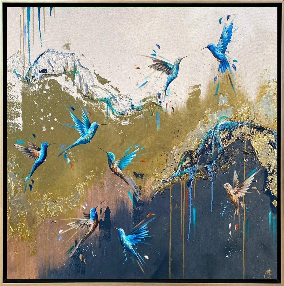 Mellisuga- 'Sapphire Feathers I' - Framed Original Artwork