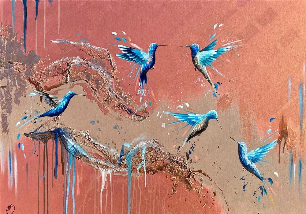 Mellisuga- 'Feathered Sapphires' - Framed Original Artwork