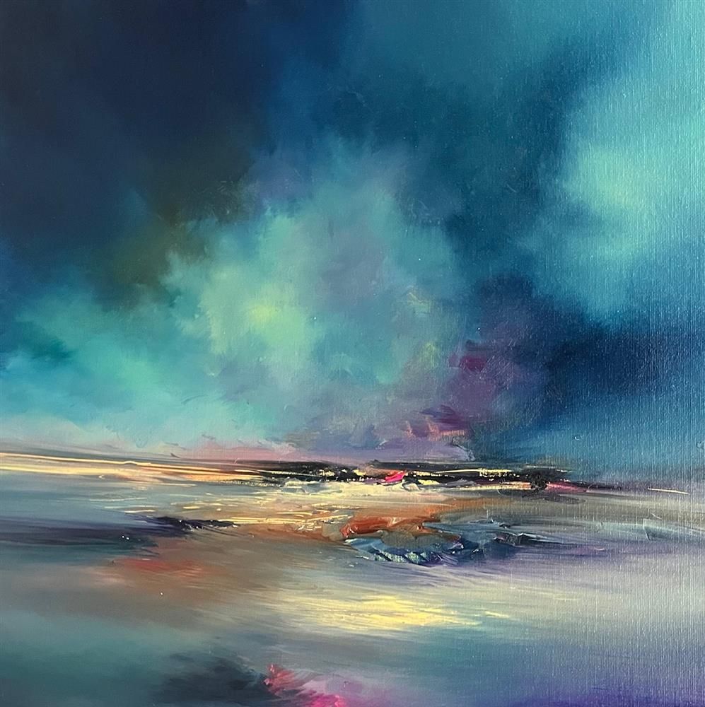 Alison Johnson - 'Teal Lights' - Framed Original Artwork