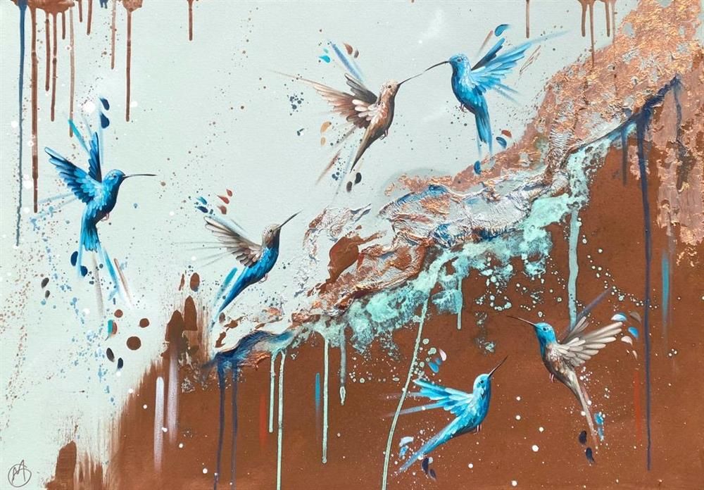 Mellisuga- 'Sapphires In Flight II' - Framed Original Artwork