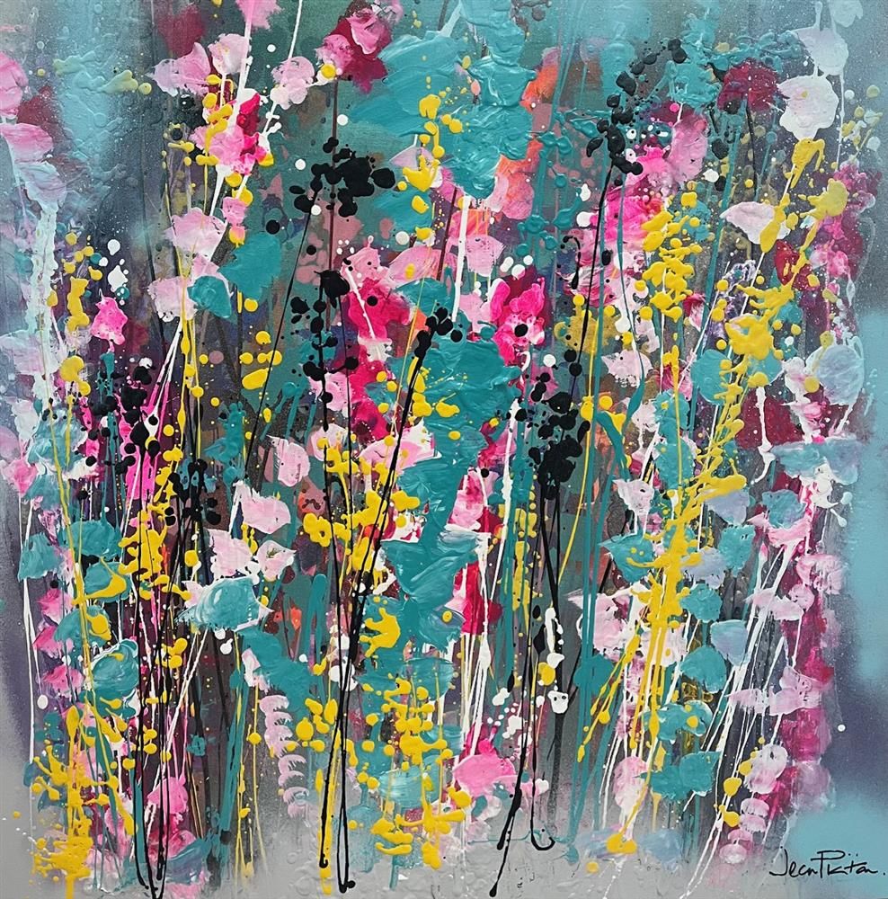 Jean Picton -  'Teal Pops' - Framed Original Art