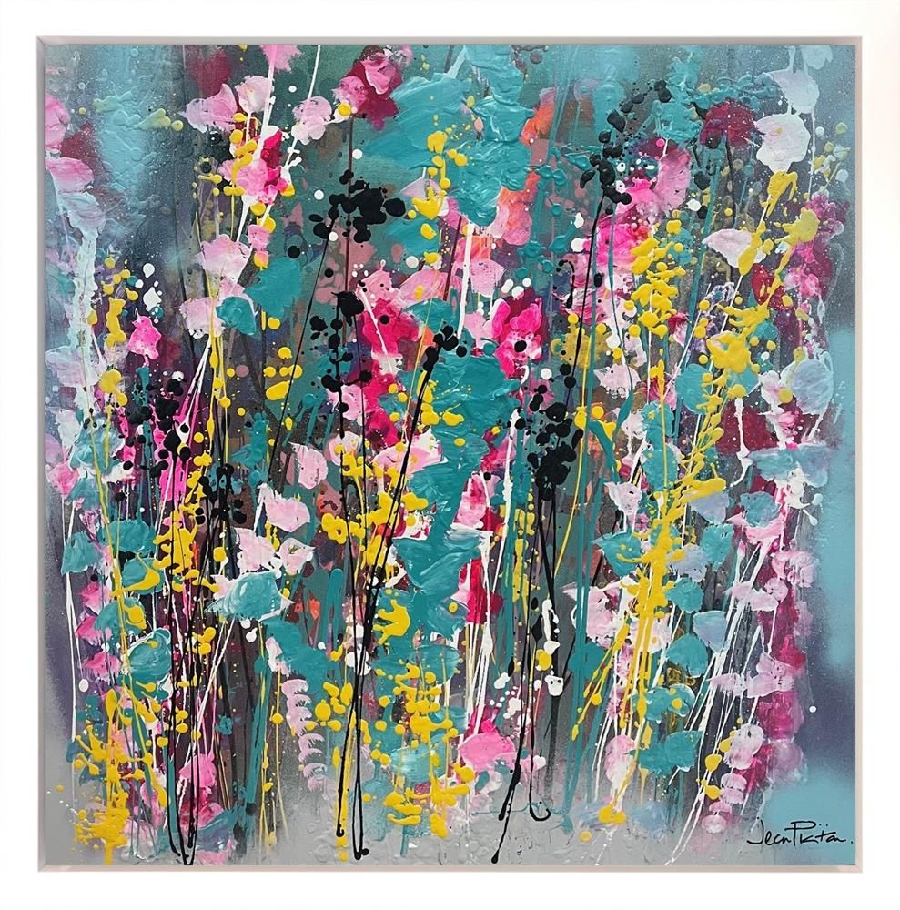 Jean Picton -  'Teal Pops' - Framed Original Art