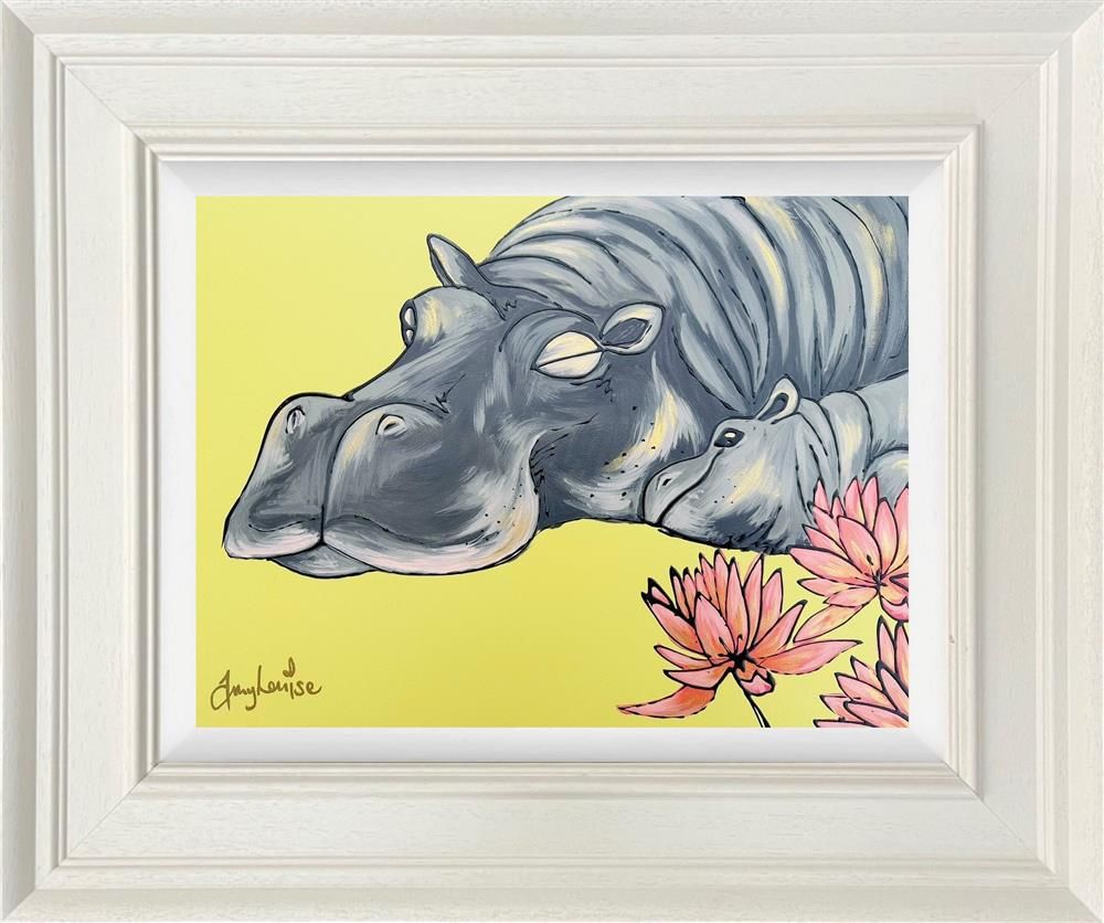 Amy Louise - 'Happy Hippos' - Framed Original Art