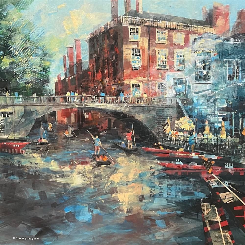 Ed Robinson - 'Silver Street  Bridge Cambridge '  - Framed Original Artwork