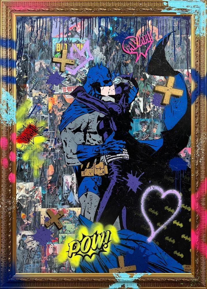 Hue Folk - 'The Dark Knight Romance' - Framed Original Art