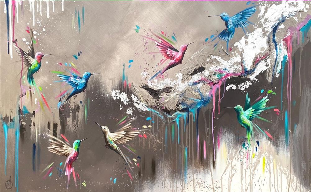 Mellisuga- 'Vibrant Feathers II' - Framed Original Artwork