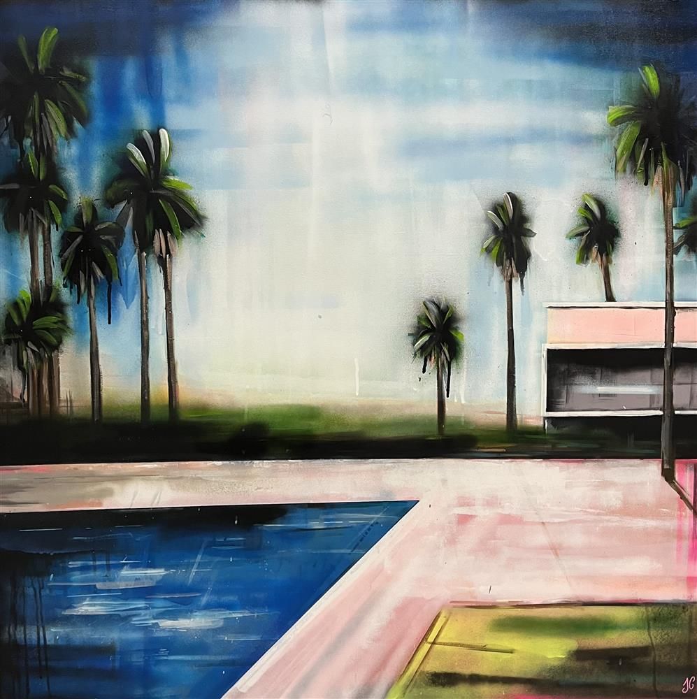 Joss Clapson - 'Poolside View' - Framed Original Art