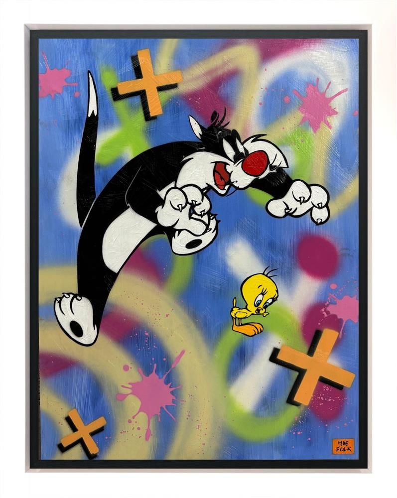 Hue Folk - 'Sylvester And Tweety' - Framed Original Art