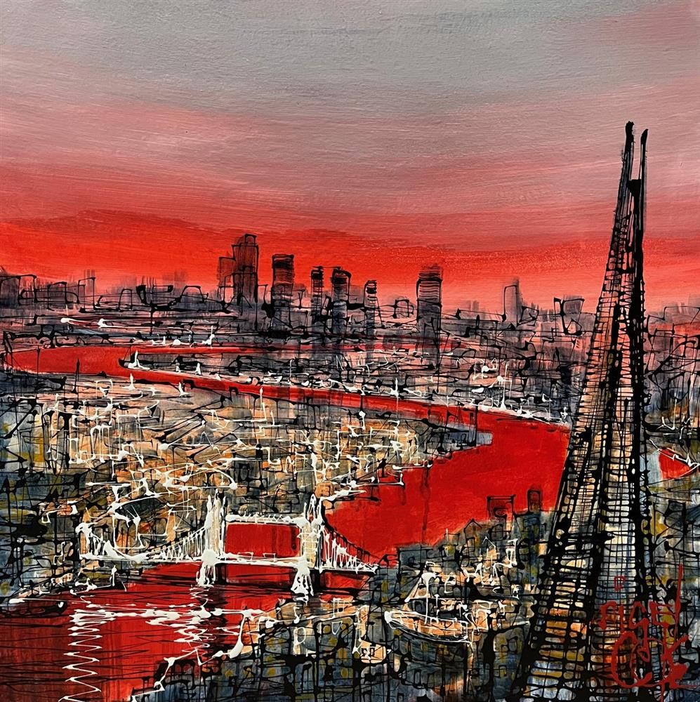 Nigel Cooke - 'Sunset Over The Thames'  - Framed Original Artwork