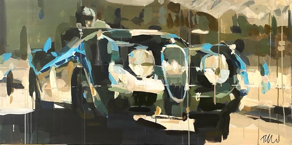 Tom Searles - 'The Gentle Hum off the Jaguar Masterpiece' - Framed Original Artwork