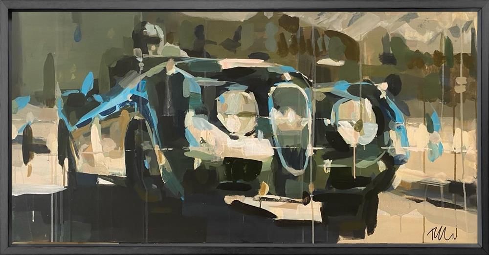 Tom Searles - 'The Gentle Hum off the Jaguar Masterpiece' - Framed Original Artwork