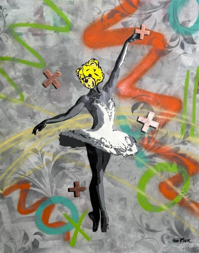 Hue Folk - 'Ballet Bear II' - Framed Original Art