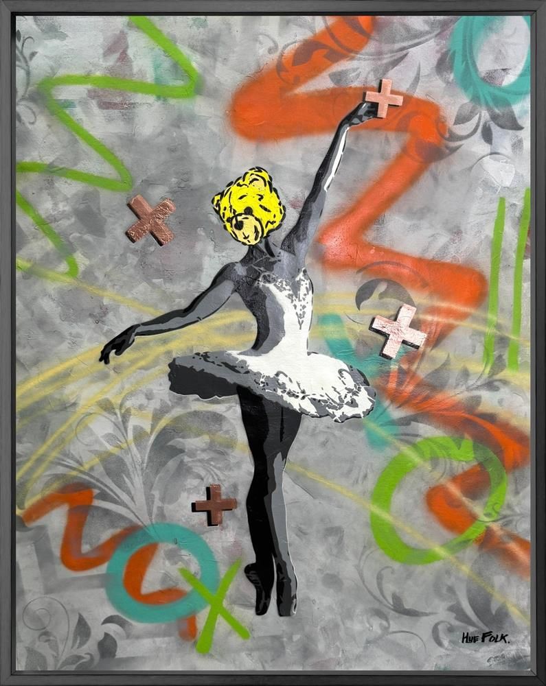 Hue Folk - 'Ballet Bear II' - Framed Original Art