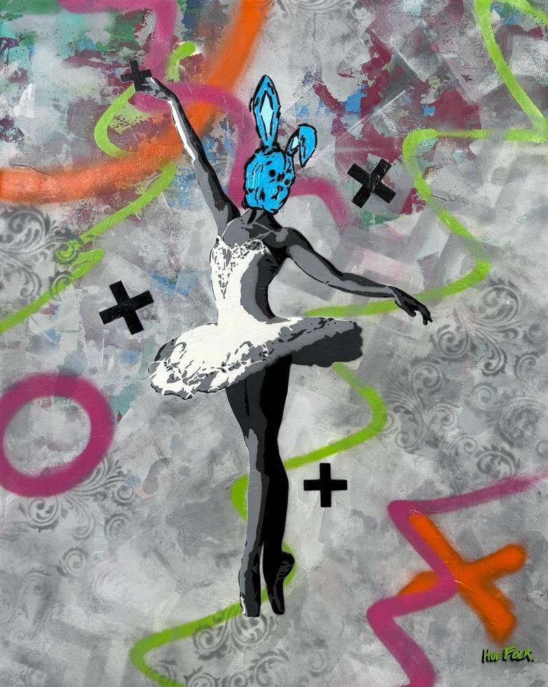 Hue Folk - 'Ballet Bunny I' - Framed Original Art