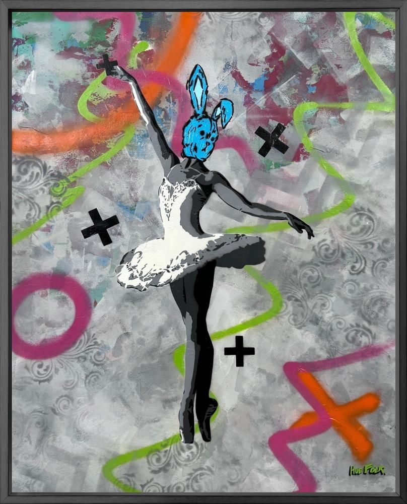 Hue Folk - 'Ballet Bunny I' - Framed Original Art