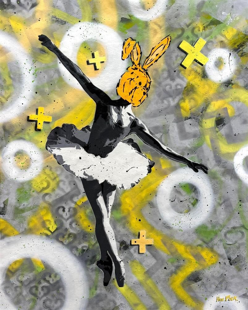 Hue Folk - 'Ballet Bunny II' - Framed Original Art