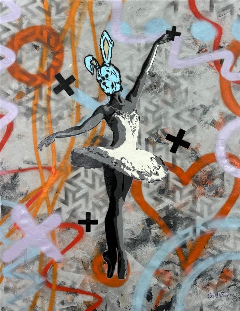Hue Folk - 'Ballet Bunny III' - Framed Original Art