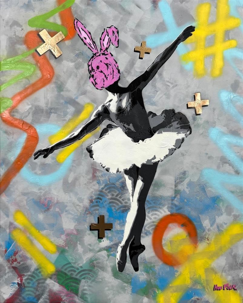 Hue Folk - 'Ballet Bunny IV' - Framed Original Art