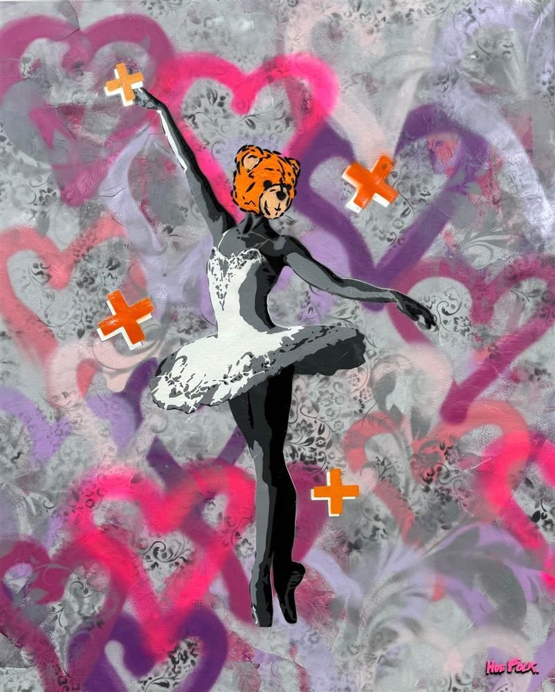 Hue Folk - 'Ballet Bear IV' - Framed Original Art