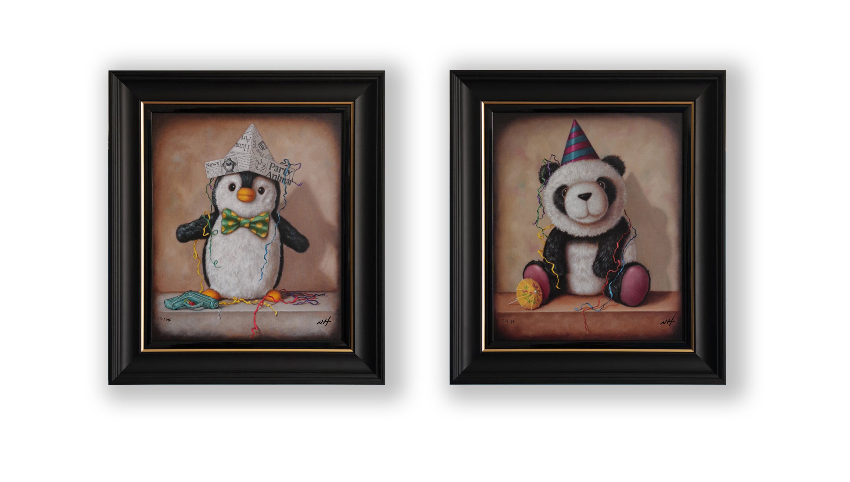 Nigel Humphries  - 'Percy The Penguin & Patty The Panda' - Twin Offer Framed Limited Editions
