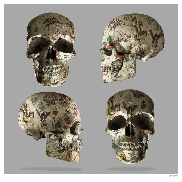 Monica Vincent - 'Tattooed Skulls' - Framed Limited Edition Print