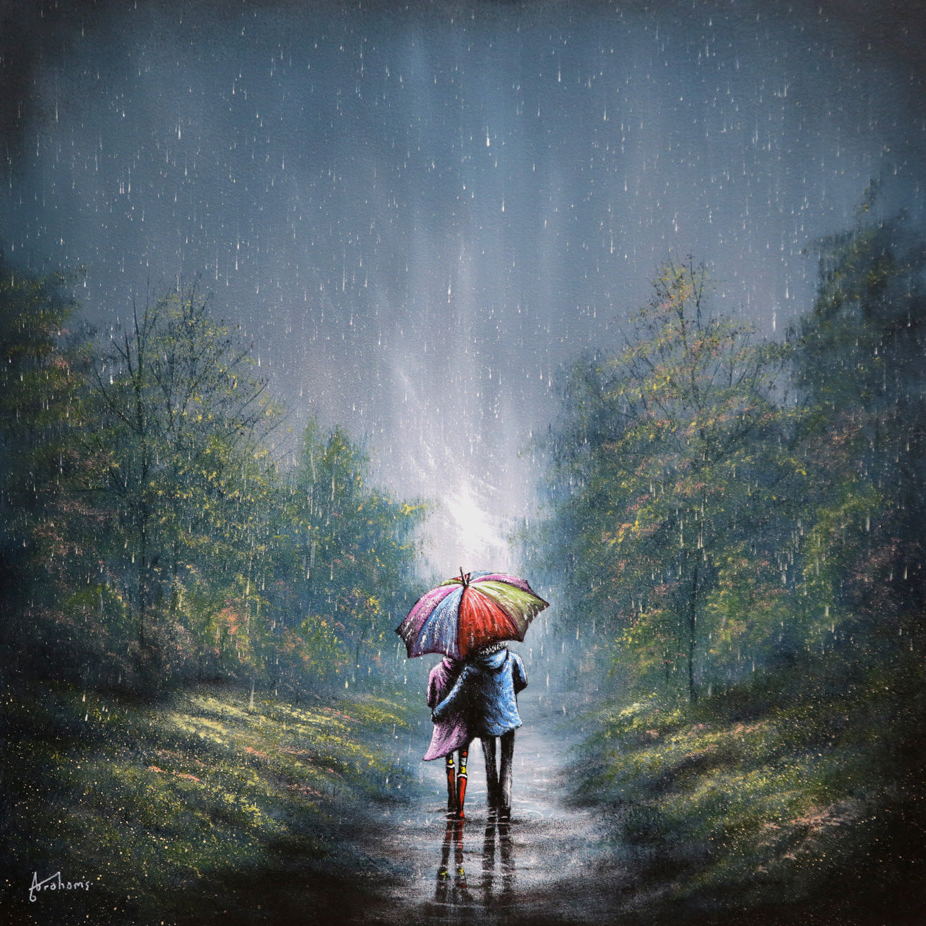 Danny Abrahams - 'Rainy Days And Cosy Hearts’  - Framed Original Art