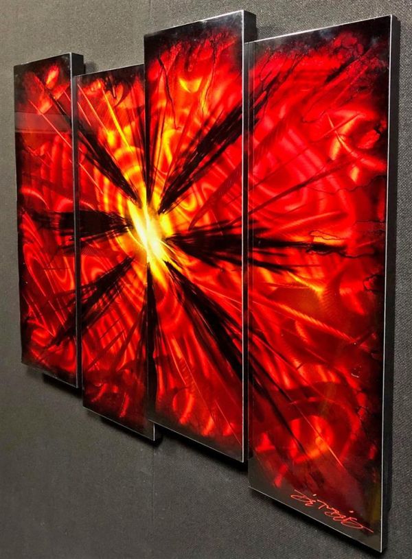Chris DeRubeis - '4 Panel Red Burst Derubeis 1506046' - Framed Original Art