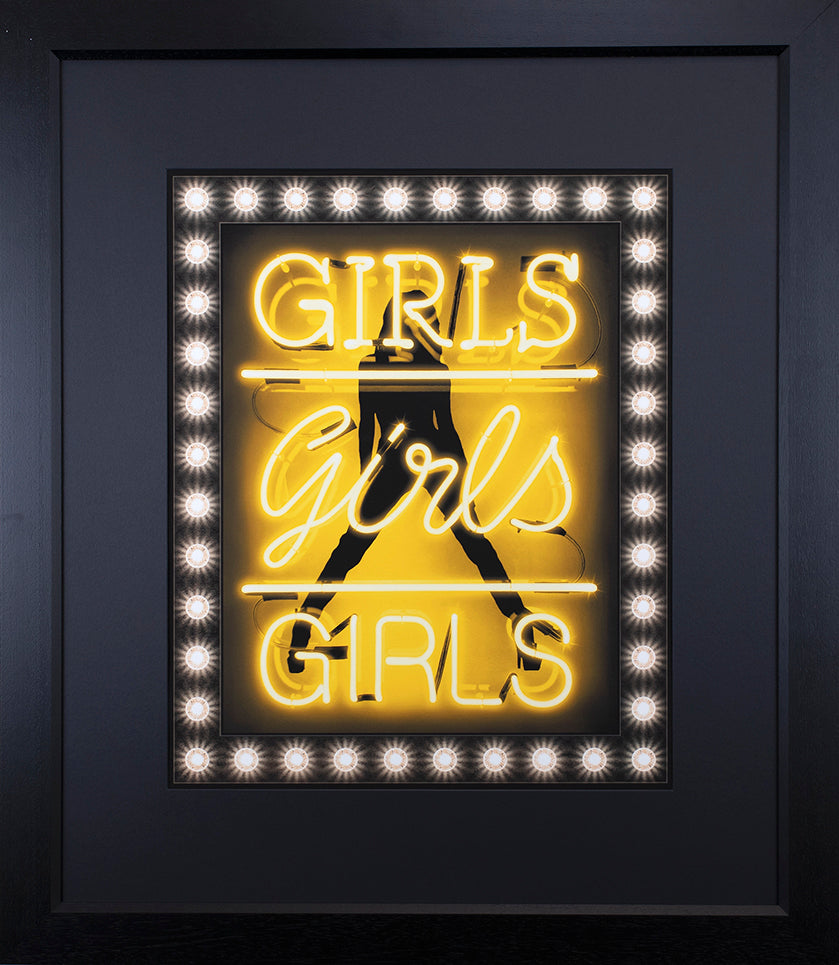 Courty - 'Girls Girls Girls' (Yellow) - Framed Limited Edition artwork