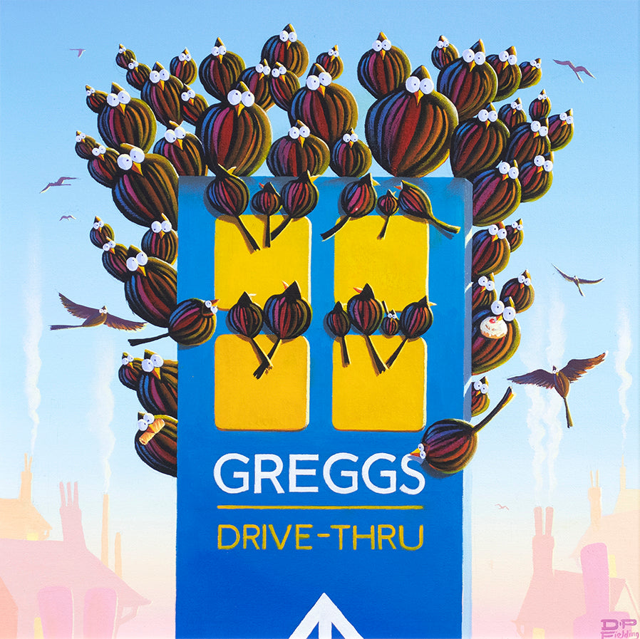 Derrick Fielding- 'Pecks and Buns & Sausage Rolls' - Framed Original Art