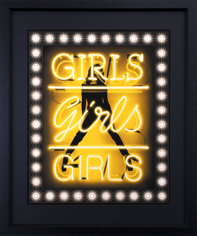 Courty - 'Girls Girls Girls' (Yellow) - Framed Limited Edition artwork