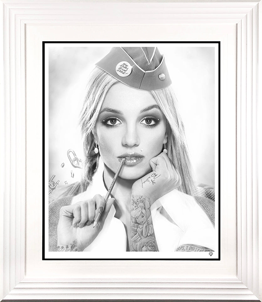 JJ Adams - 'Hit Me Baby, One More Time - Black & White' (Britney Spears) - Framed Limited Edition