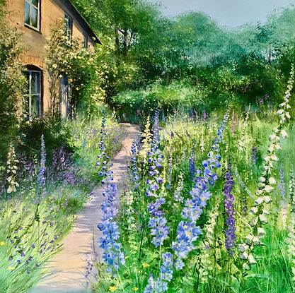 Heather Howe - 'Delphinium Cottage' - Framed Limited Edition Print