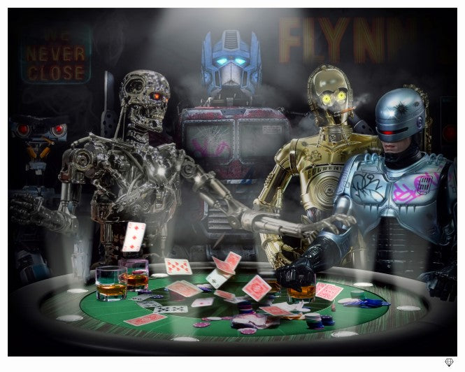 JJ Adams - ' Droids Playing Poker' - Framed Limited Edition