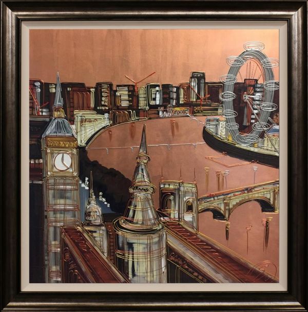Edward Waite - 'Copper hues over London' - Framed Original Art