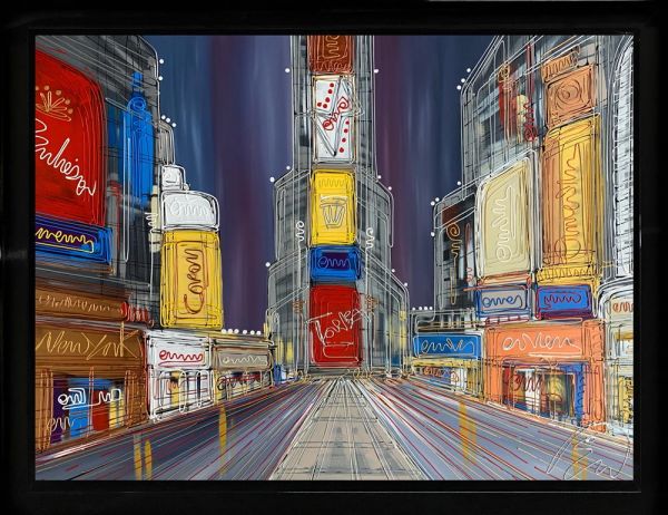 Edward Waite - 'Bright Lights of NYC' - Framed Original Art