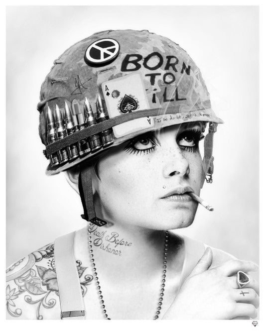 "Full Metal Twiggy Black and White" by JJ Adams (limited edition print) - New Look Art