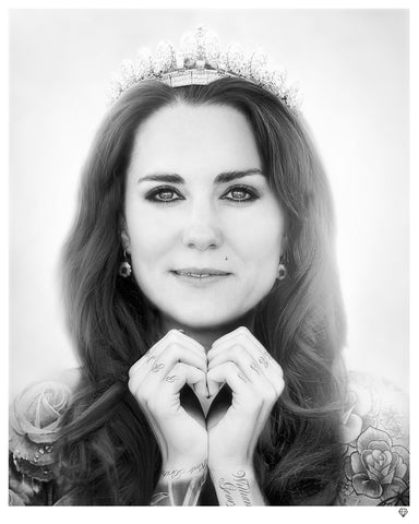 "Kate Middleton (Black and White)" by JJ Adams (limited edition print) - New Look Art