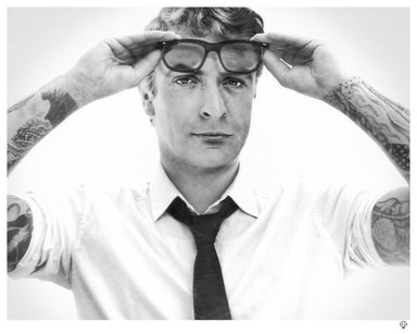 "Michael Caine Tattoo Black and White" by JJ Adams (limited edition print) - New Look Art