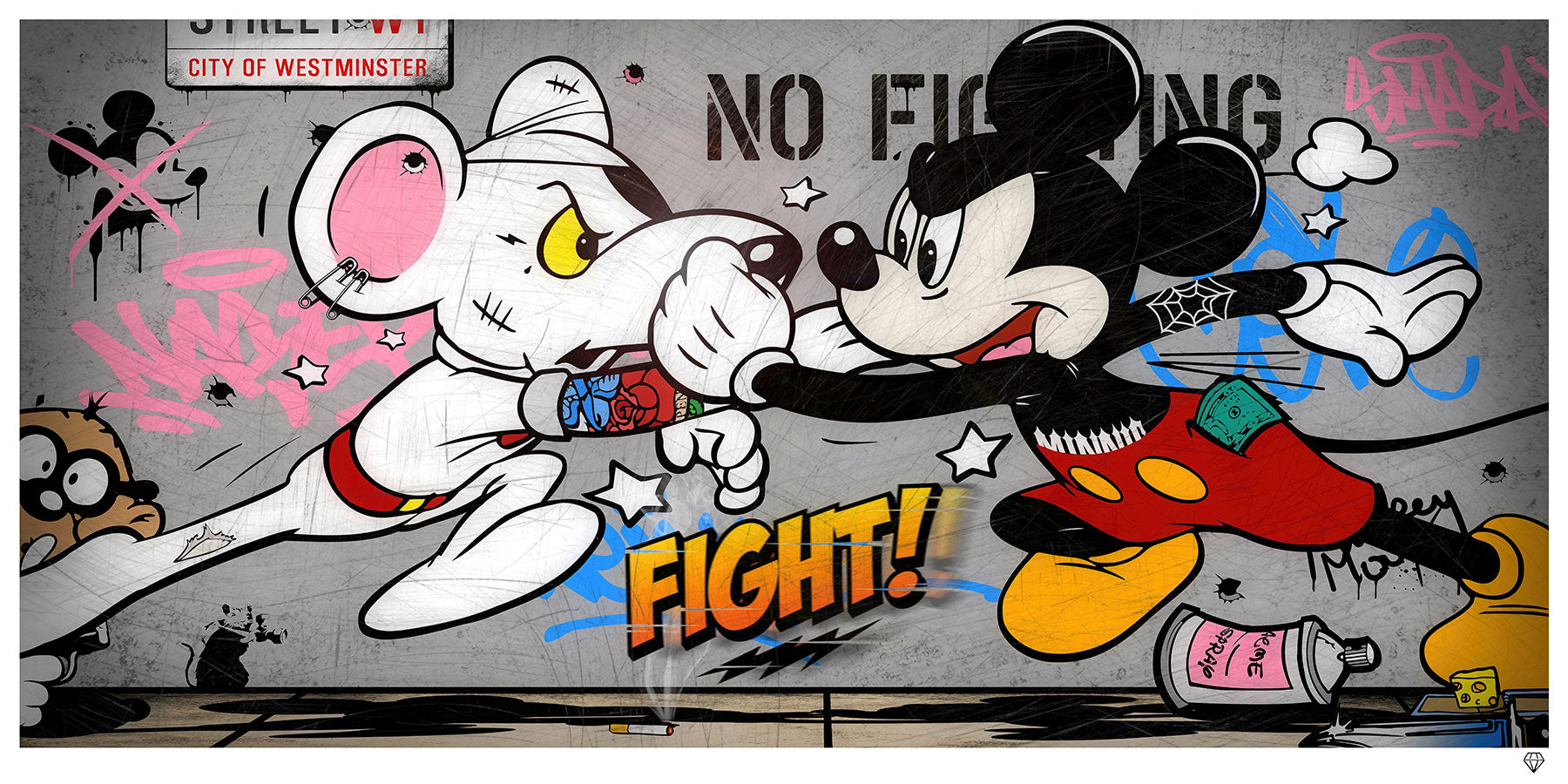 JJ Adams - 'Mouse Fight II' - Framed Limited Edition