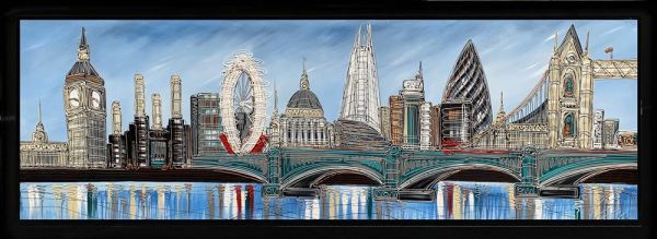 Edward Waite - 'London In Teal' - Framed Original Art