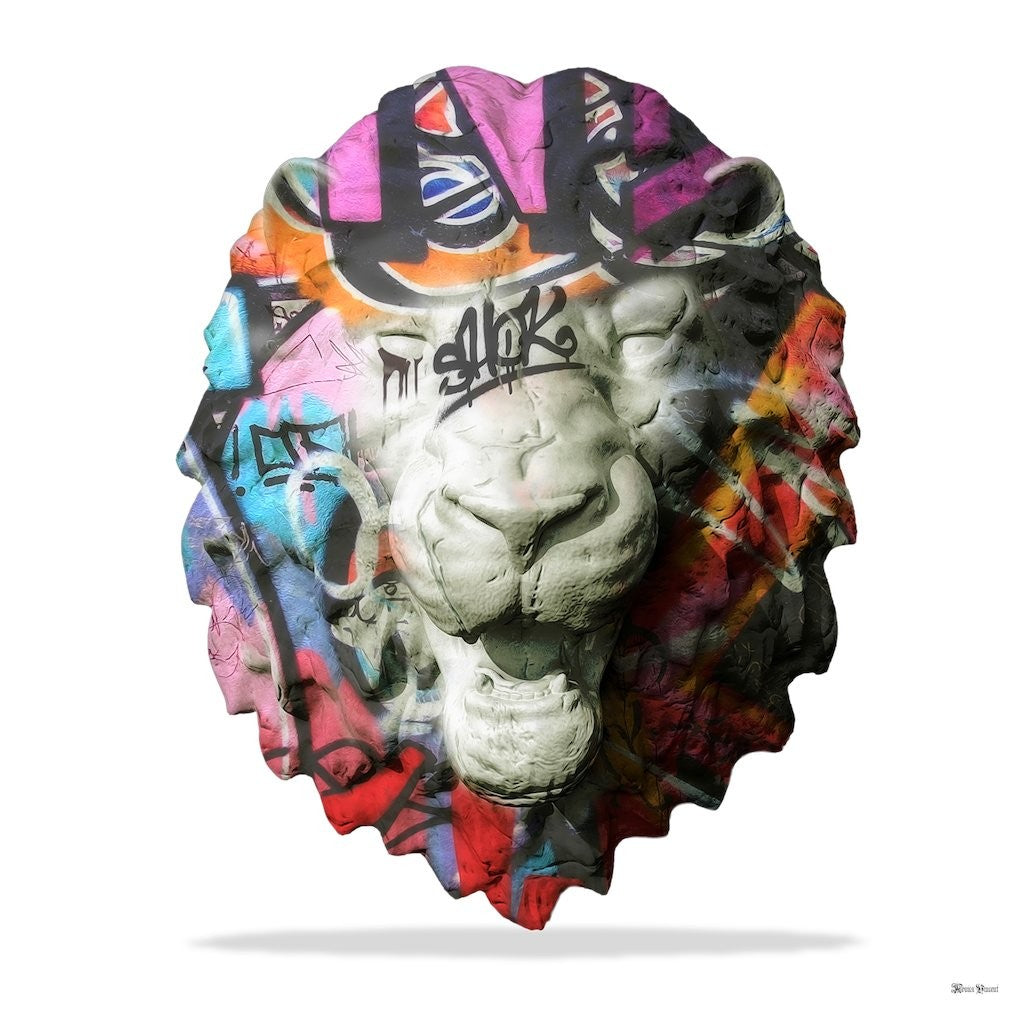 Monica Vincent - 'Lion Head Graffiti' - Framed Limited Edition Print