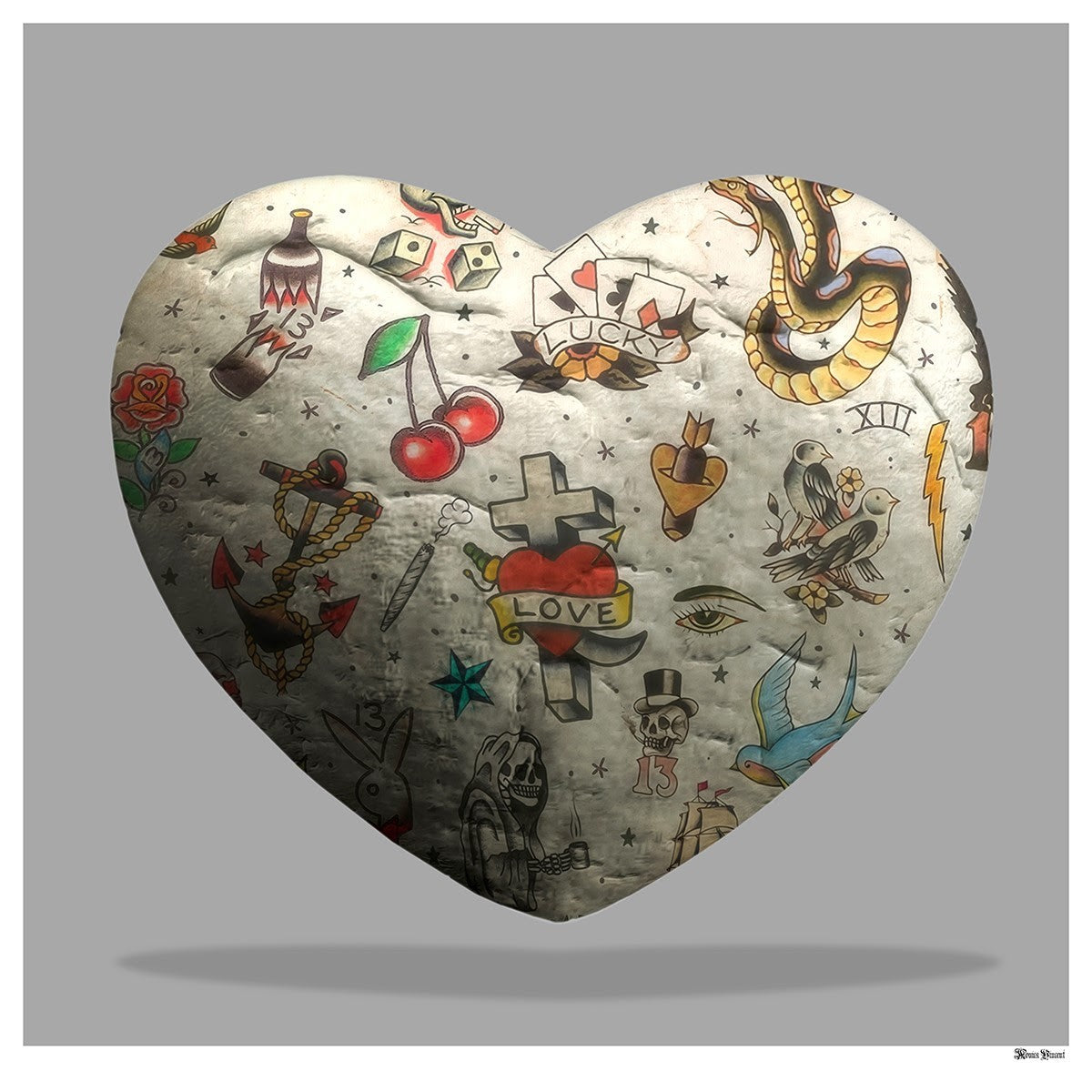 Monica Vincent - 'Tattoo Heart' - Framed Limited Edition Print